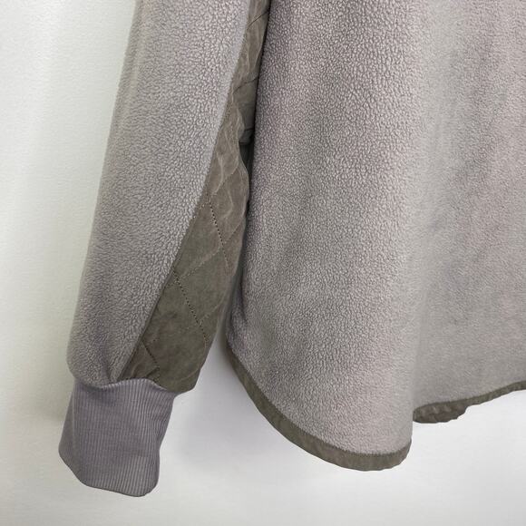 Entro Two-Tone Grey Fleece Quilted Snap Pullover Sweatshirt Women's Size Large L - Picture 4 of 9